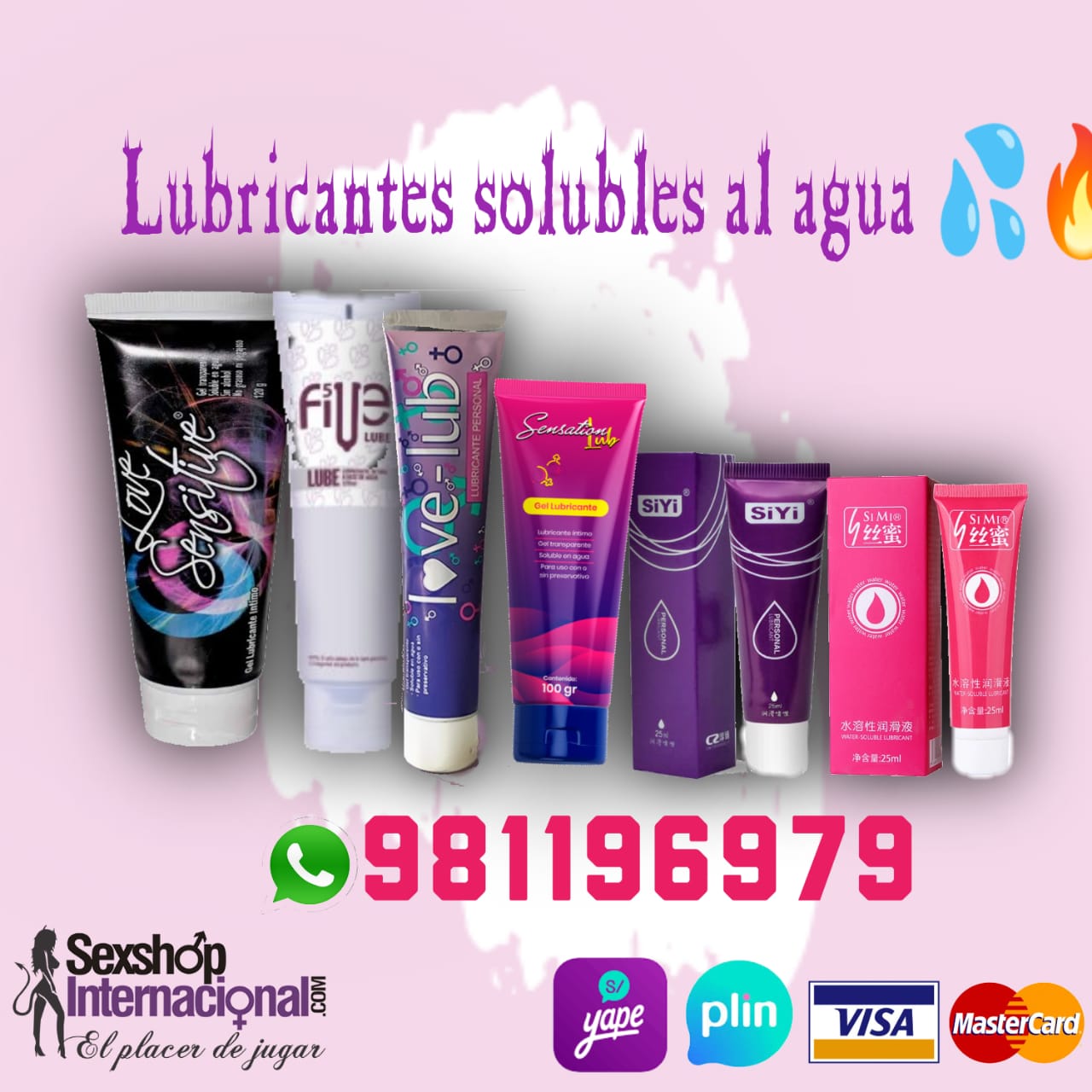 LOS MEJORES LUBRICANTES SOLUBLES AL AGUA-ORIGINALES-SEXSHOP LIMA 971890151 